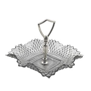 👣4/$20. Indiana Glass ~ Diamond Cut Glass Serving Tray w/ Handle